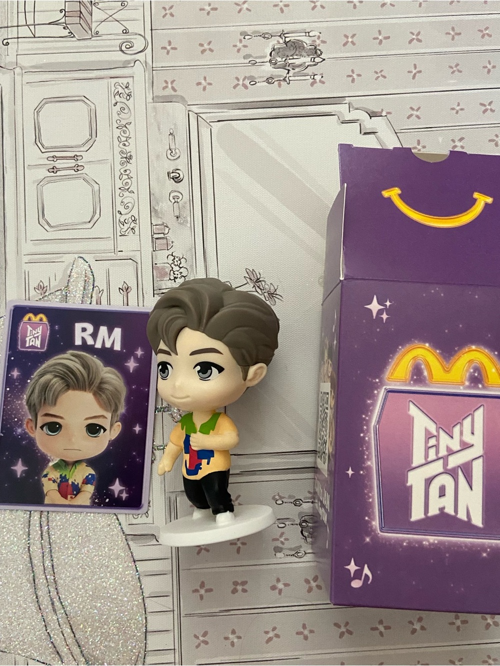 McDonald's TinyTAN RM Purple Boxed Figure with Multicolor Outfit